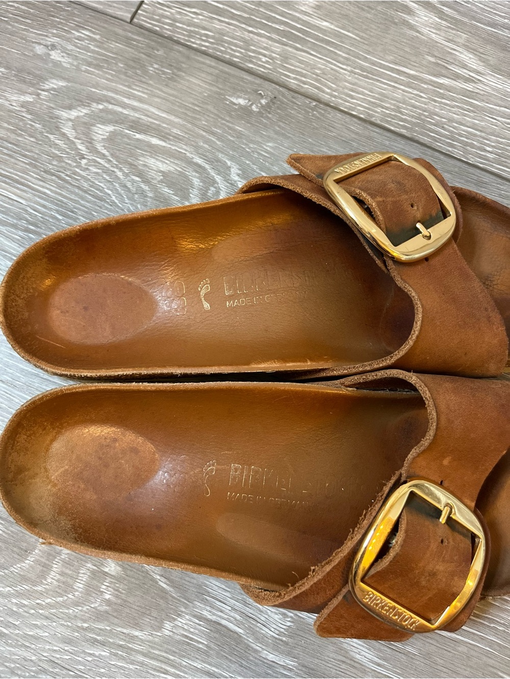 Birkenstock Madrid Big Buckle sandals in cognac oiled leather Size 40 / W 9-9.5 - Picture 7 of 9